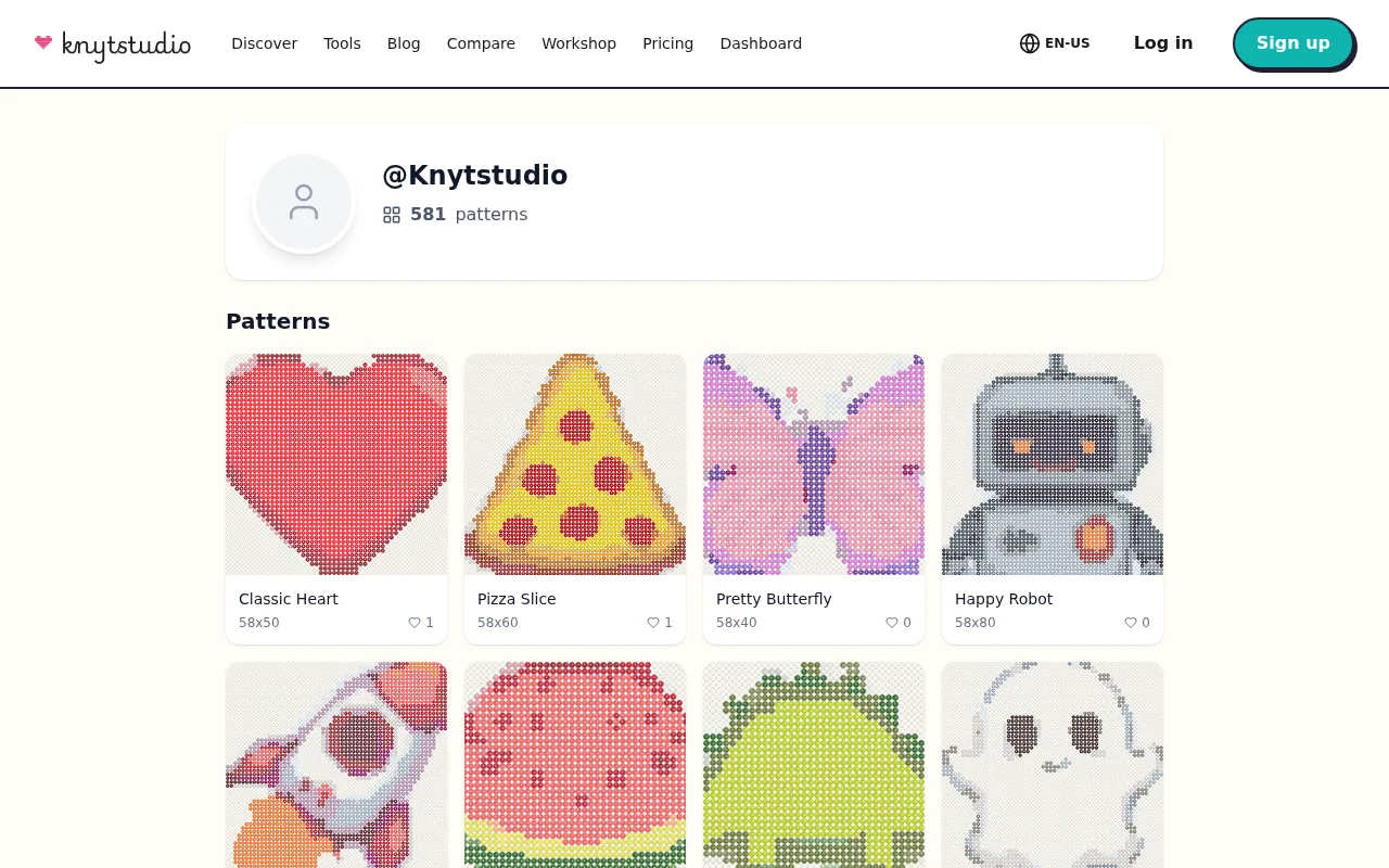 A Knytstudio user profile with published patterns